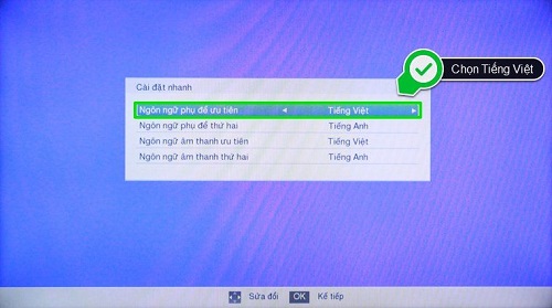 Chọn Tiếng Việt để dễ dàng theo dõi các kênh khi dùng